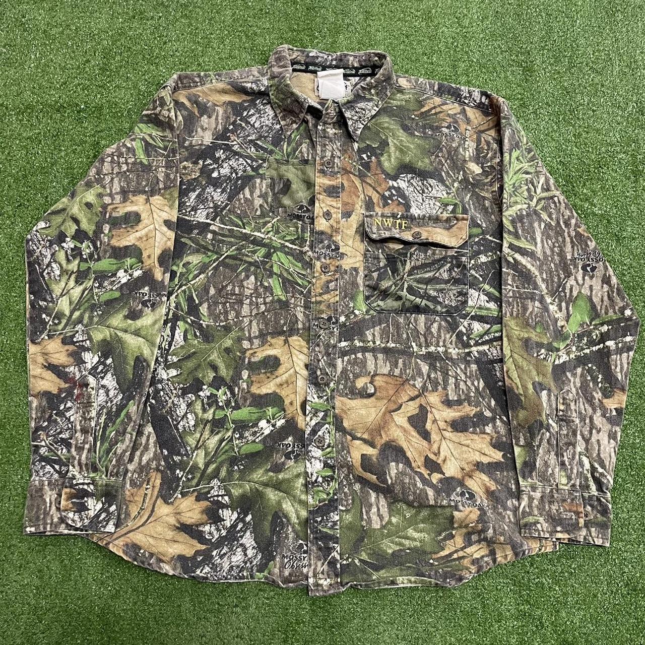 Vintage Mossy Oak Camo Button Up Long Sleeve... - Depop