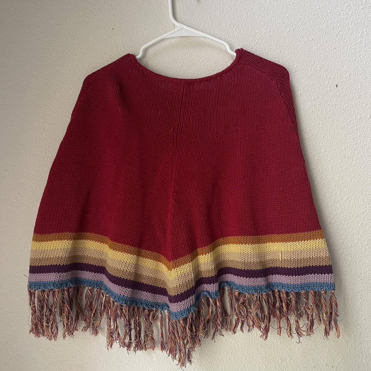 Vintage Billabong Red Multi-Colored Striped Fray... - Depop