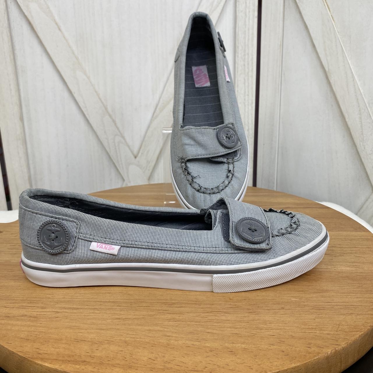 Vans Women's Black and White Loafers Depop