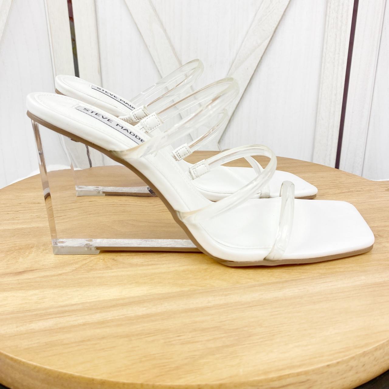 Clear wedge sandals steve on sale madden