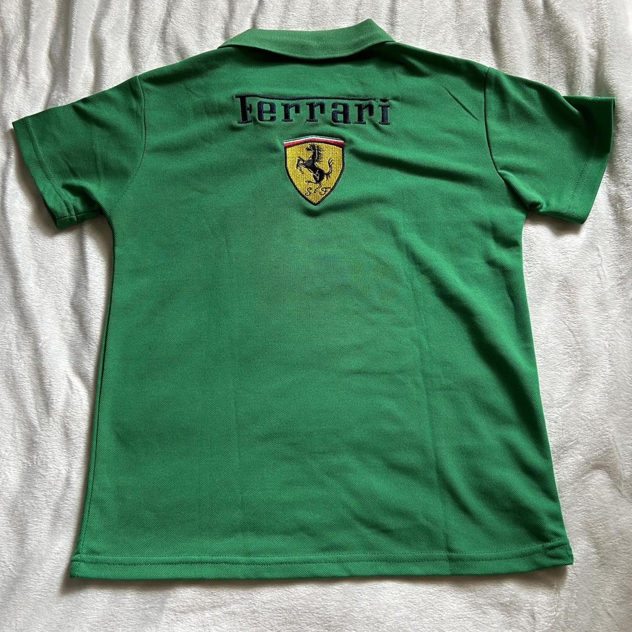 Y2K Green Ferrari collared shirt Best fits size... - Depop
