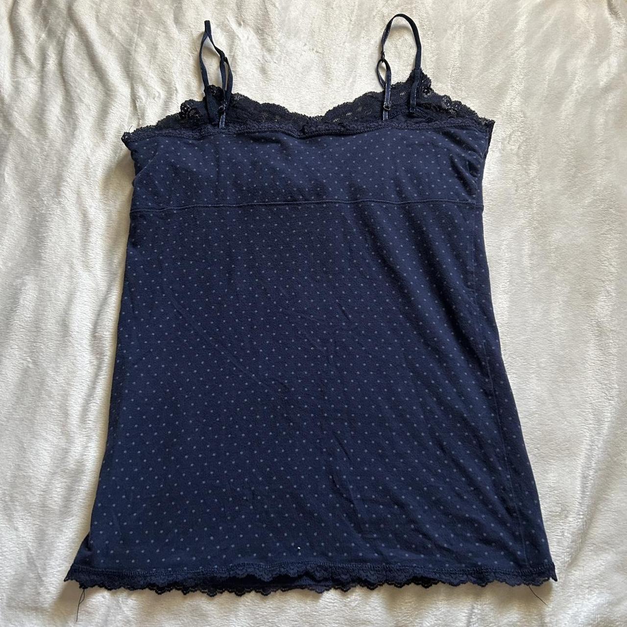 Y K American Eagle Polka Dot Blue Lace Cami With Depop