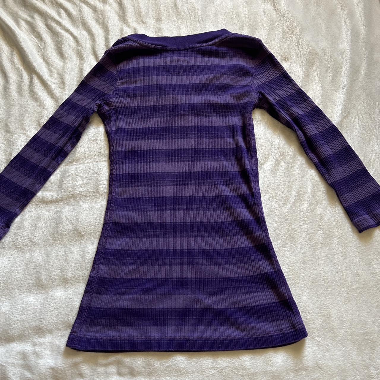 Y2K purple striped top Tagged size Large but best... - Depop