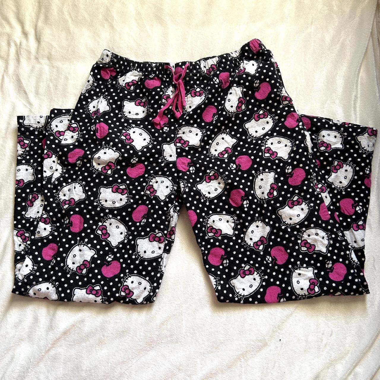 Y2k polka dot hello kitty pajama pants Best fit... - Depop