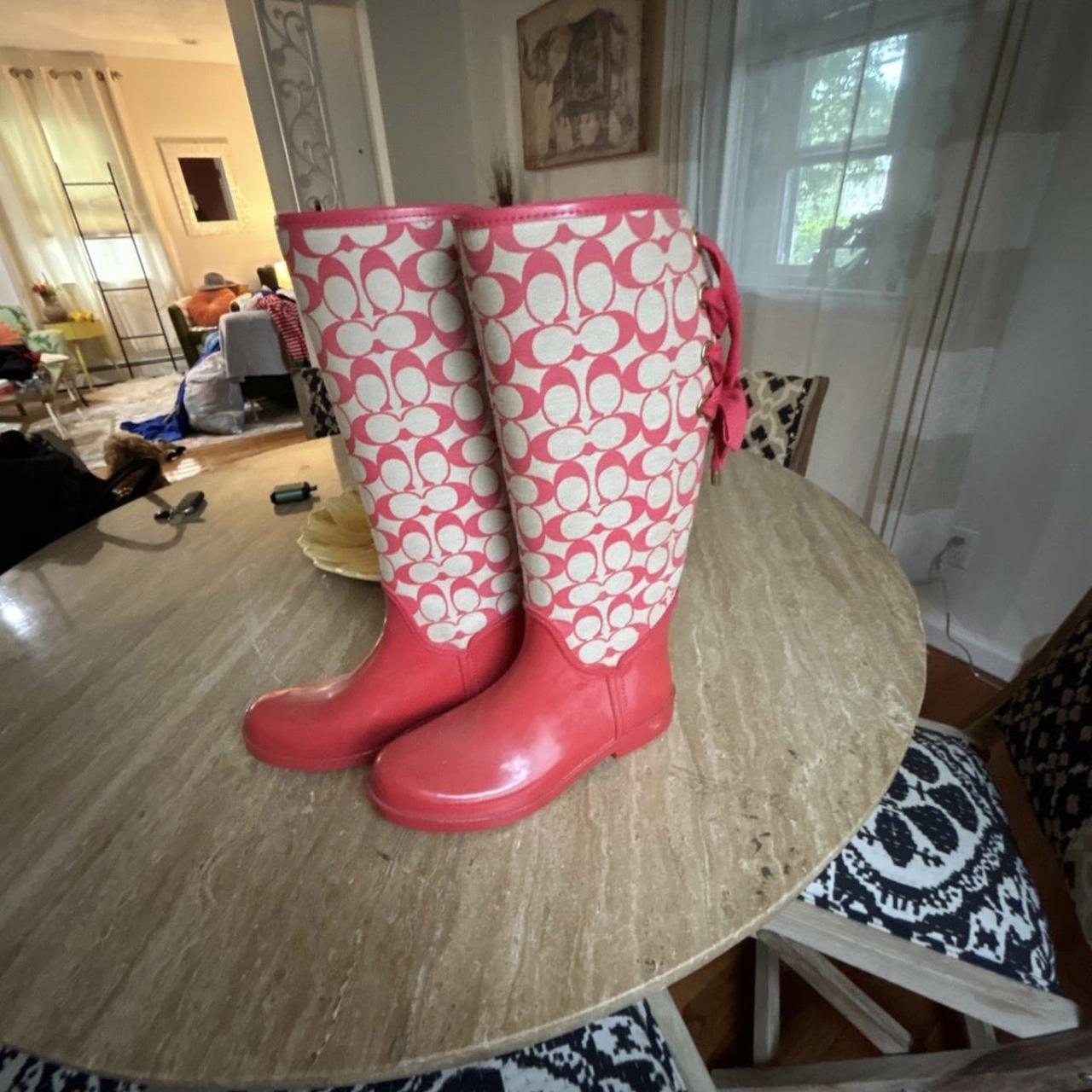 Red coach rain boots hotsell