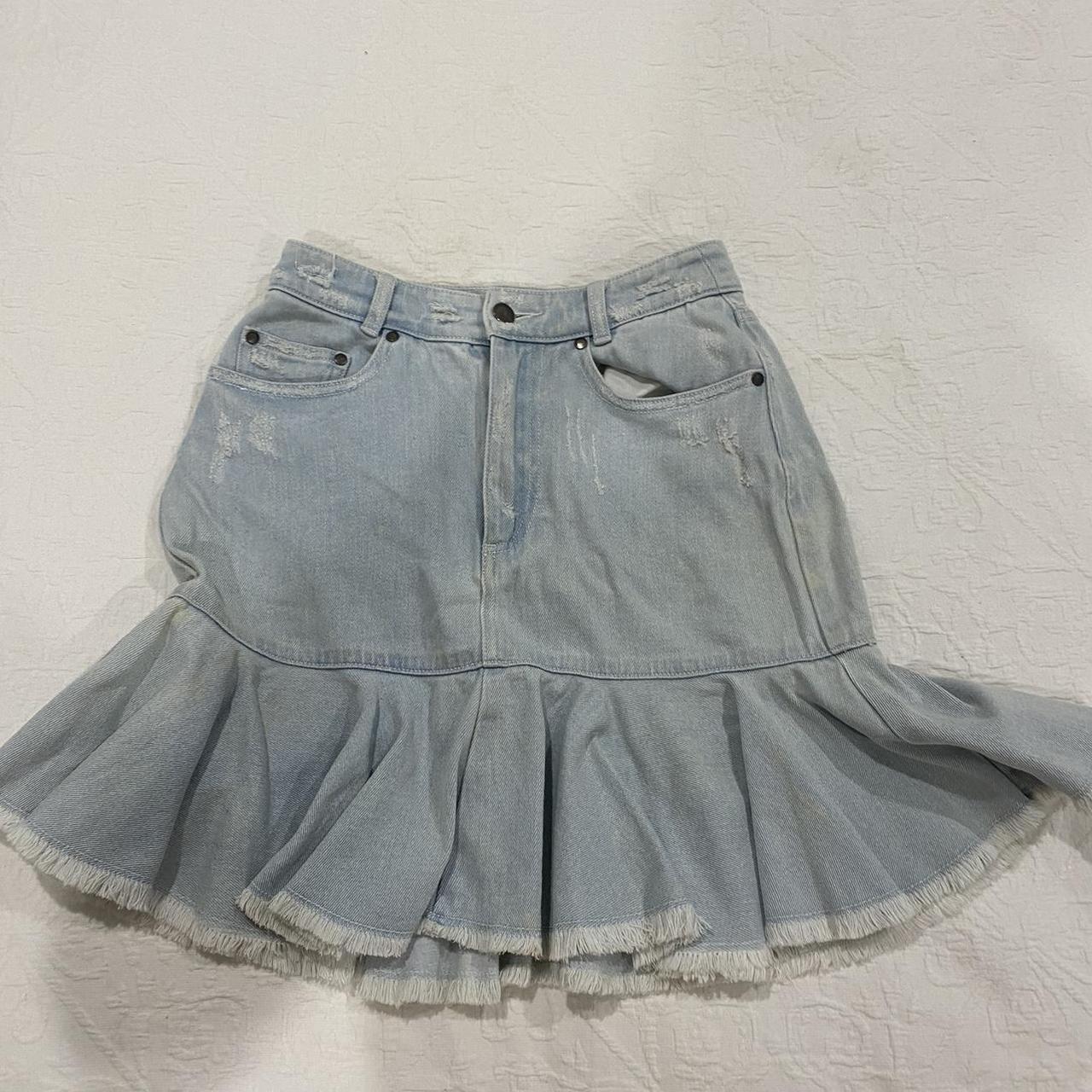 スカート ZIMMERMANN Woman Skirt Grey 3267SS251 GVSCP Zimmerman denim skirt. Used but good condition. Size 0. | Depop