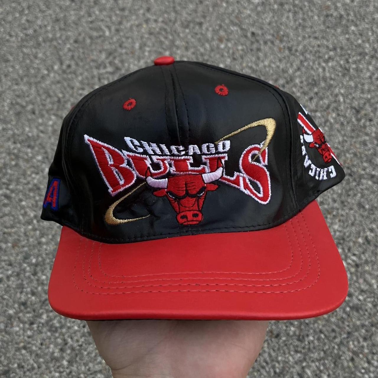 Vintage 1996 Chicago Bulls Leather Hat Made in the... - Depop