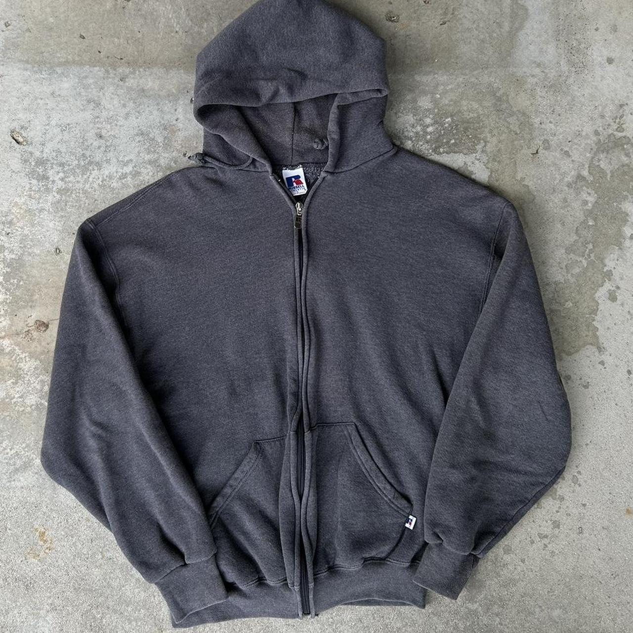 Vintage 90s Russell Zip Up Hoodie Timeless dark... - Depop