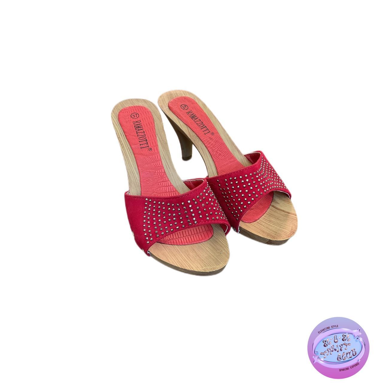 Red 2024 wooden heels