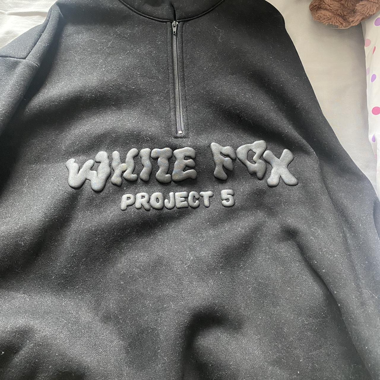 white fox jumper Project 5 Zip Front Sweater Ink 1/4... - Depop