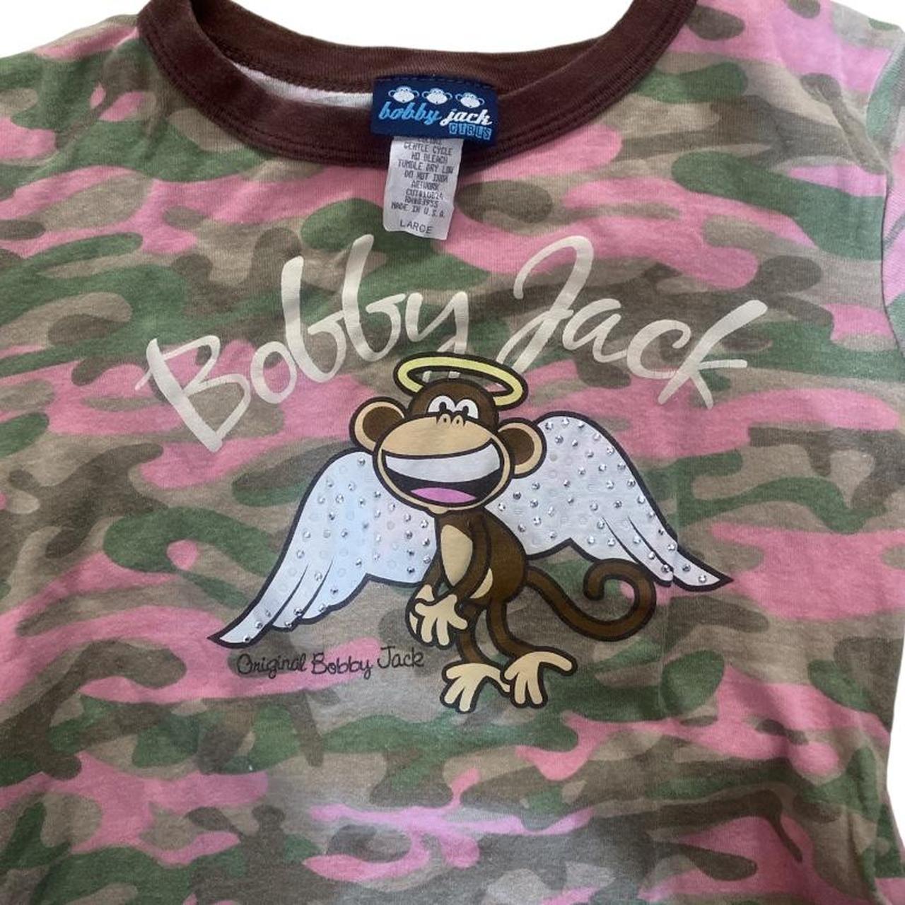 early 2000s vintage bobby jack camo angel baby tee... - Depop