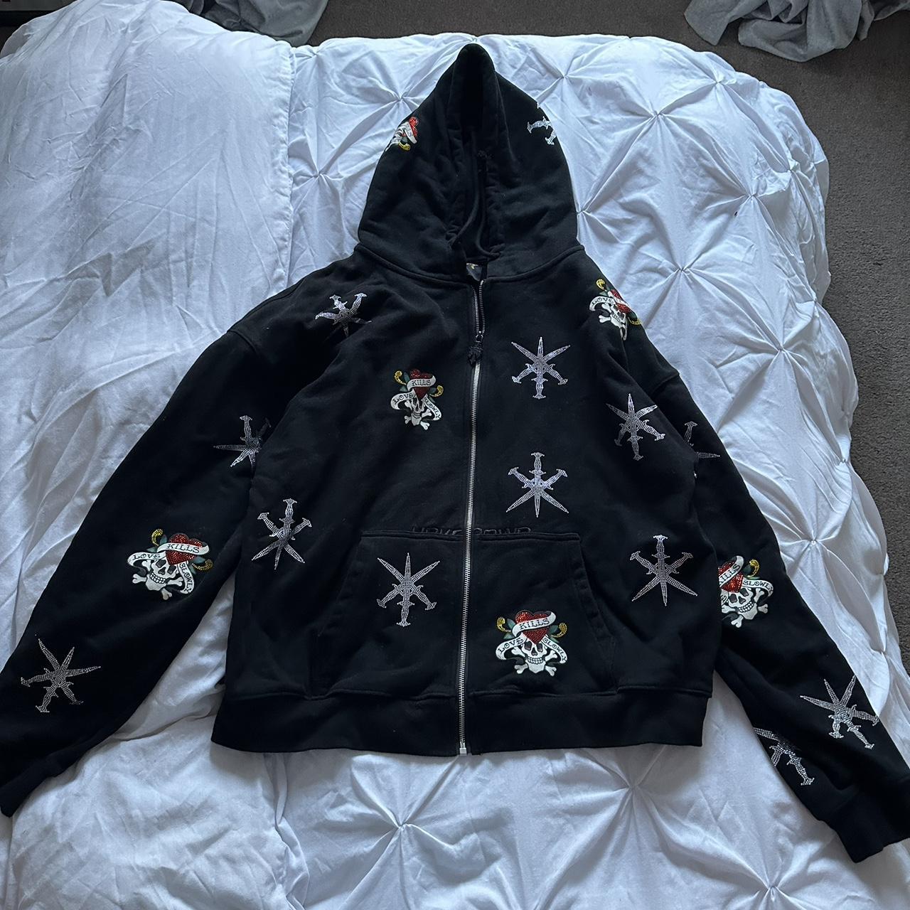 Unknown London x Ed Hardy Zip-up Hoodie., XL, barely...