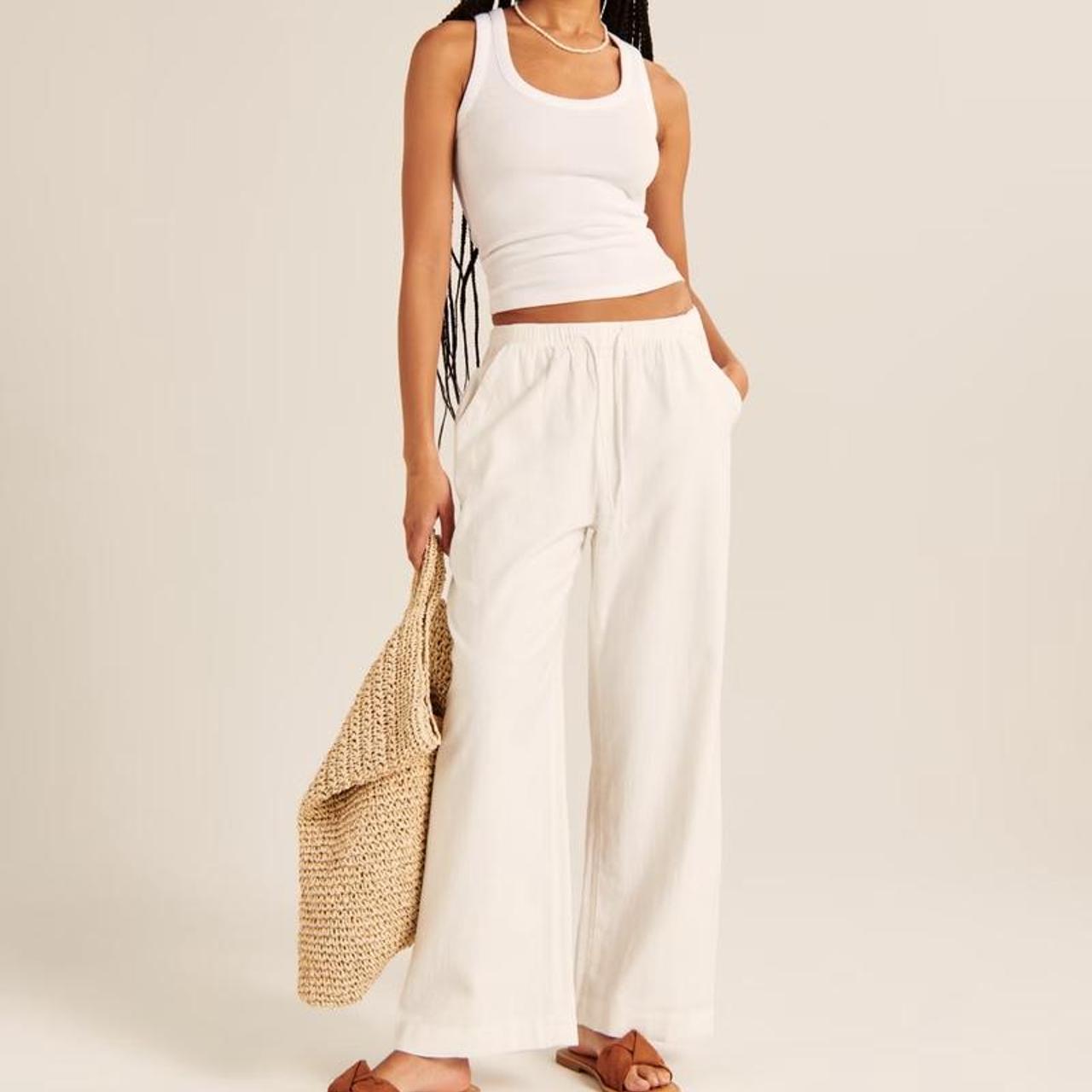 Abercrombie and ditch LinenBlend PullOn Wide Leg... Depop
