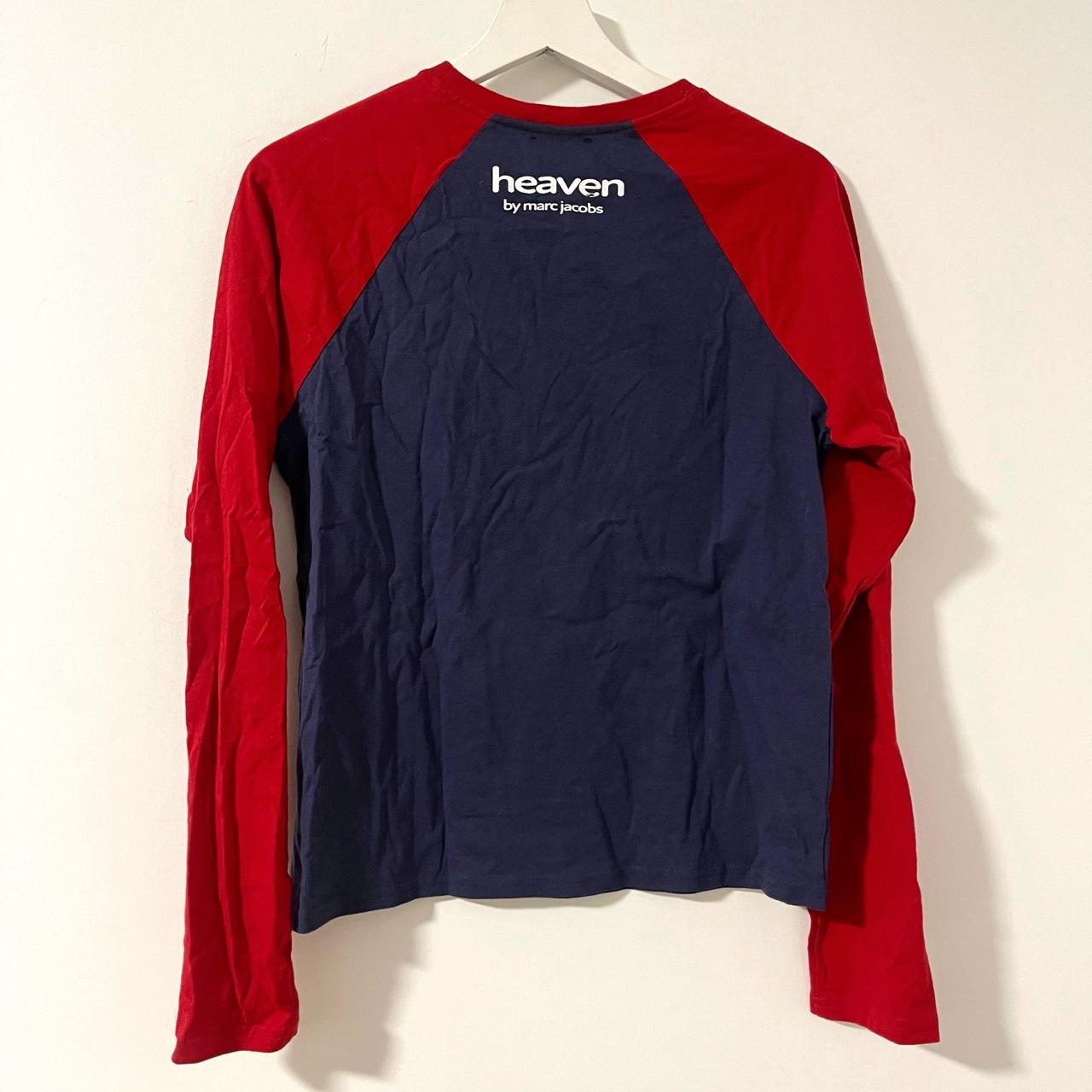 Heaven by Marc Jacobs Women's Red and Navy T-shirt | Depop