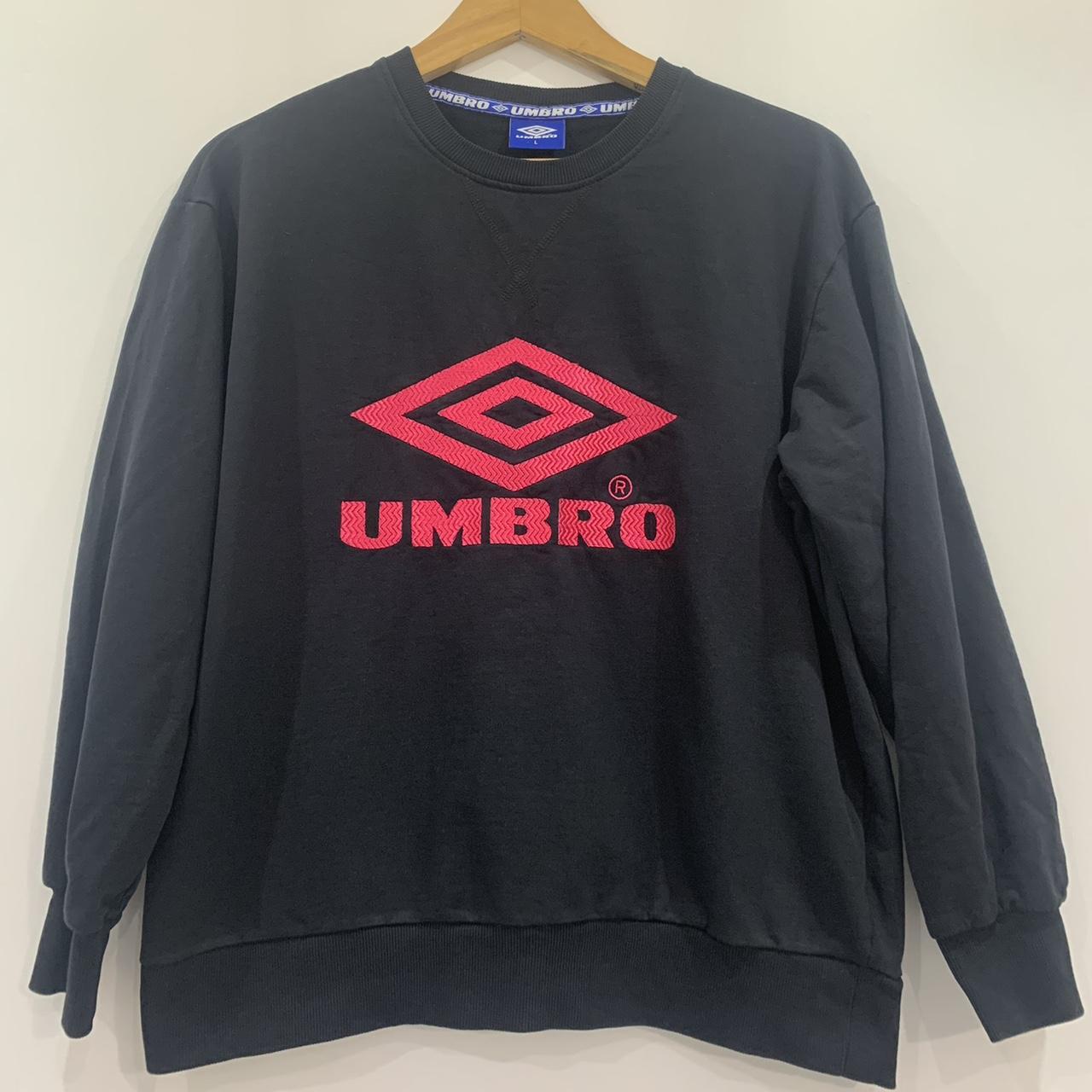 Umbro Men's Black and Pink Sweatshirt | Depop