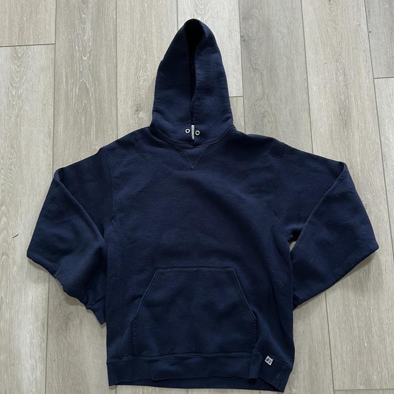 Russell athletic blank navy blue hoodie. Size L. In... - Depop