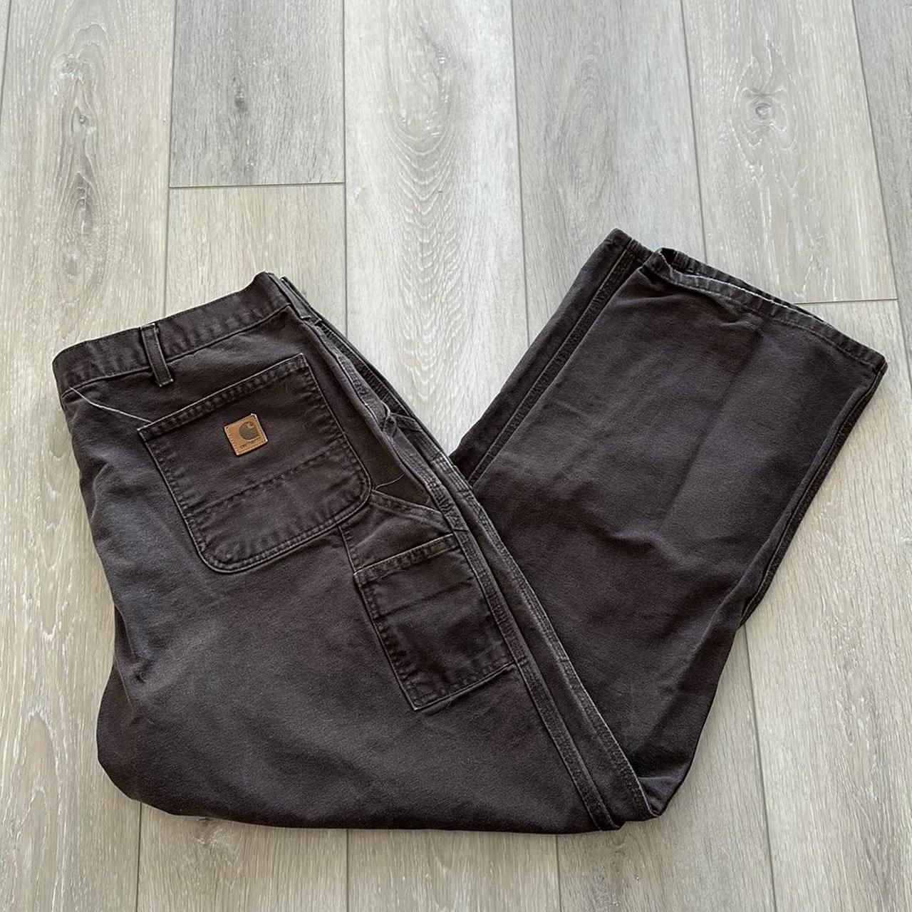 Carhartt brown work pants oversized baggy. Size... - Depop