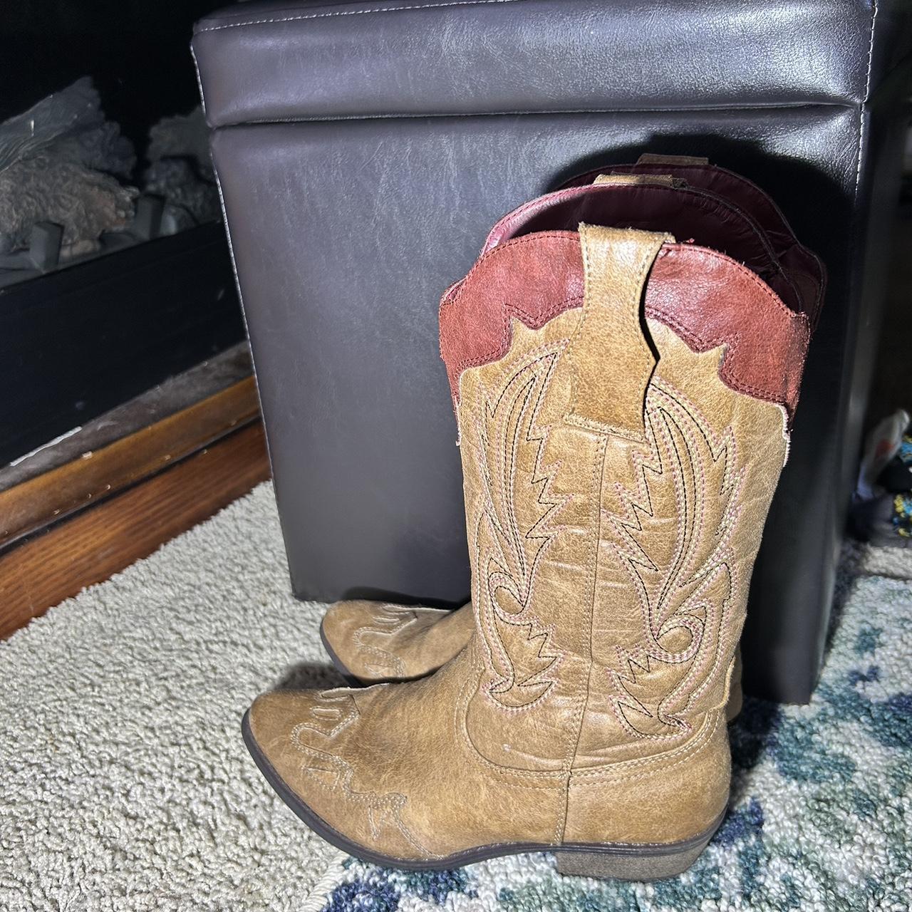 Coconuts Cimmaron Cowboy Boots Tanred size womens... Depop