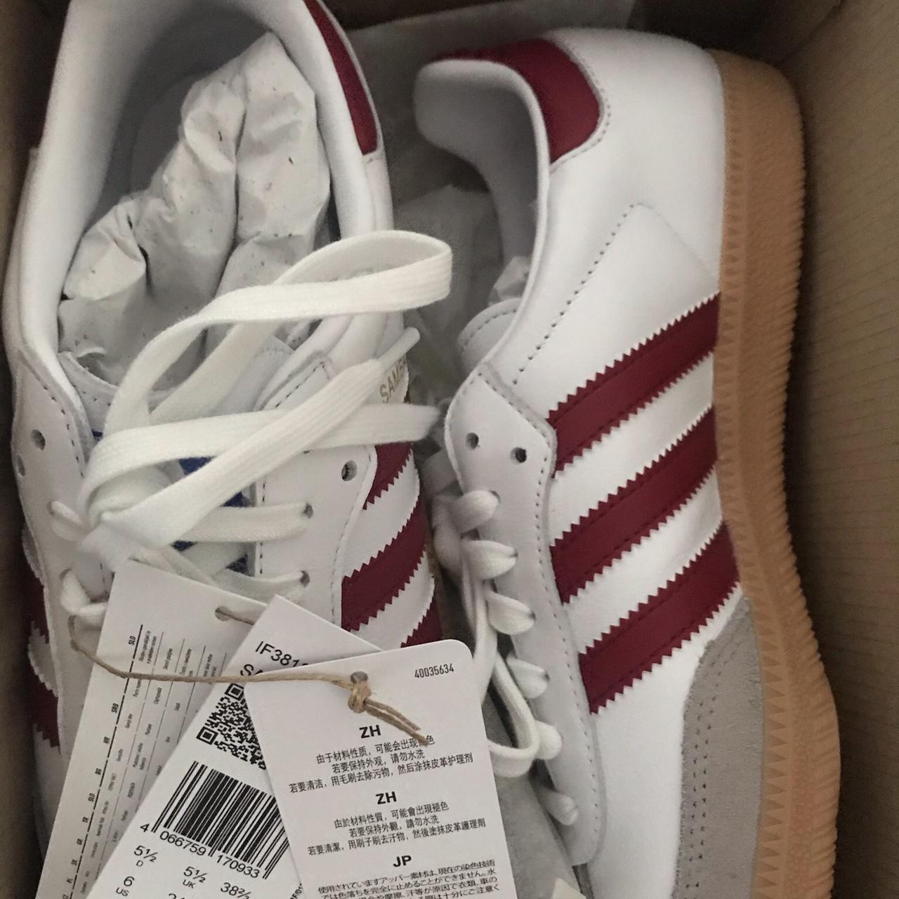 Brand new authentic burgundy sambas. Purchased the... - Depop