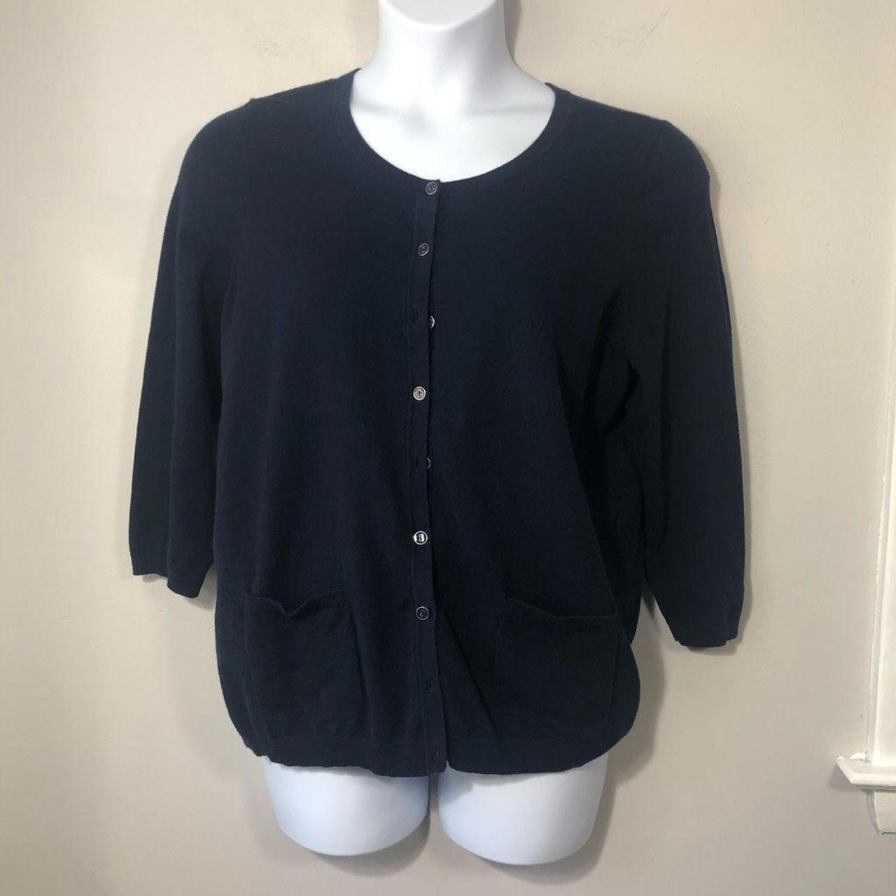 Talbots Womens Pima Cotton Cardigan Size 1X Navy... Depop