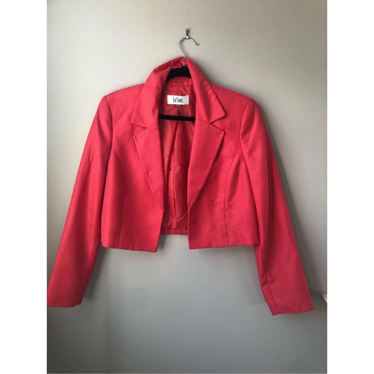 80s cropped blazer Shoulder pads In salmon peach... - Depop