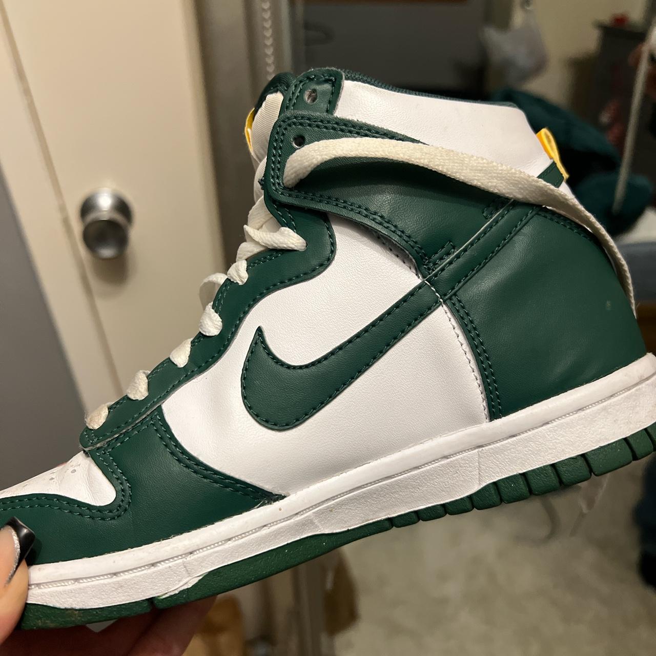 dark green nike dunks size 3.5 too small for me now,... - Depop