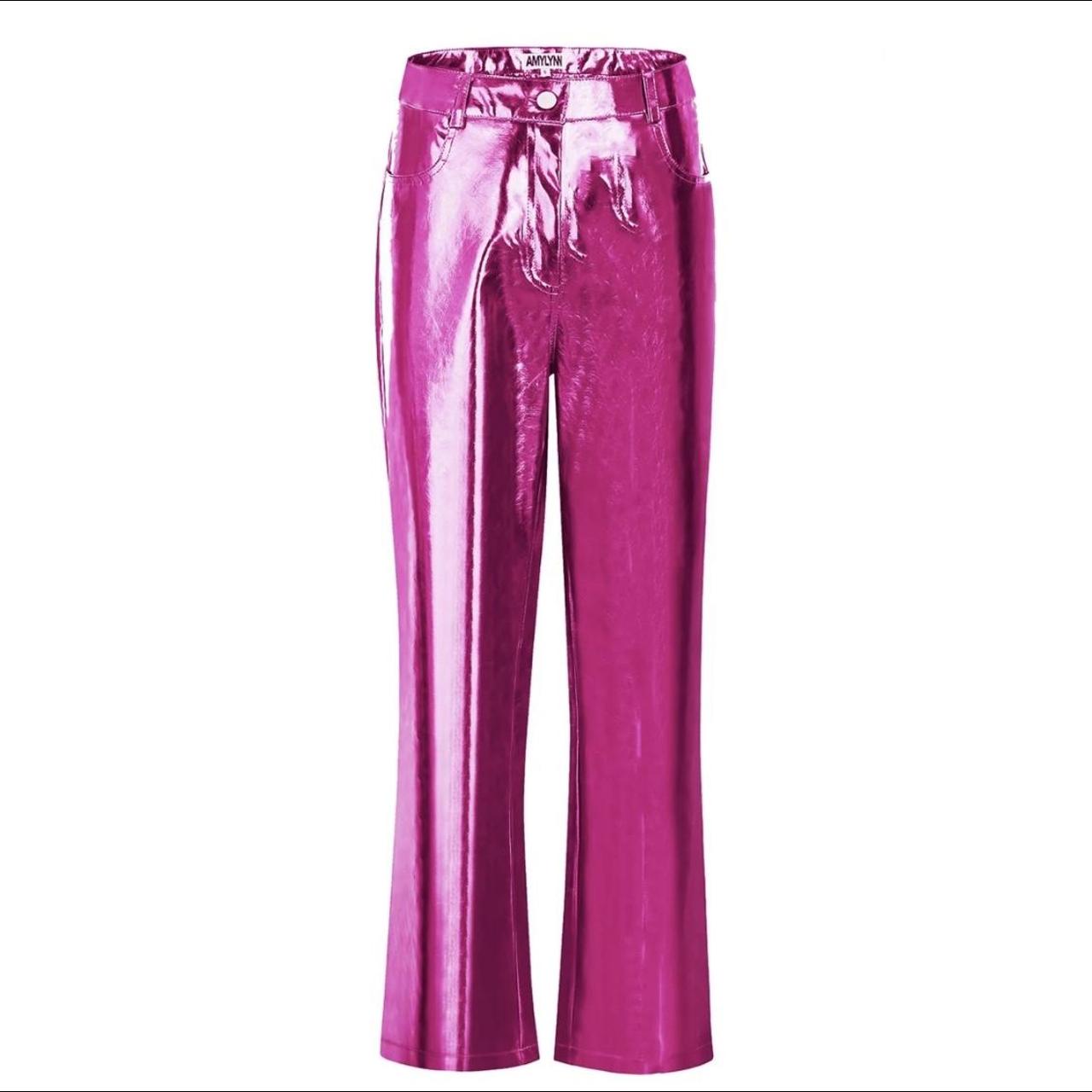 Amy Lynn pink metallic trousers size L perfect... - Depop