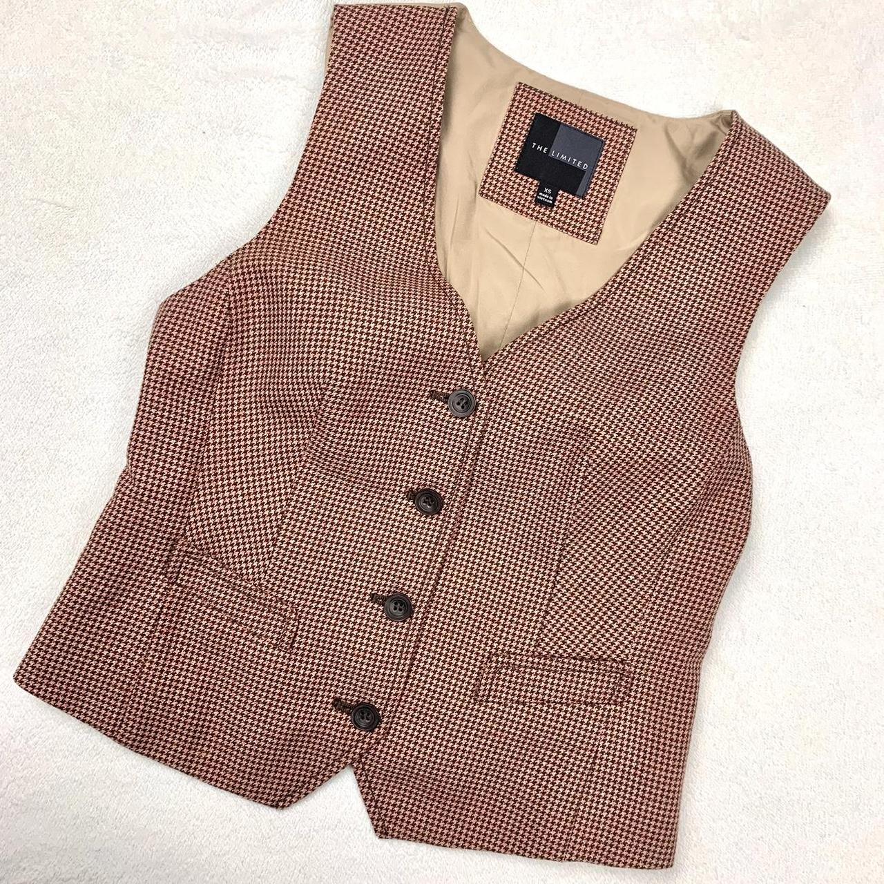 THE LIMITED Women's Pink and Brown Waistcoatsvests Depop