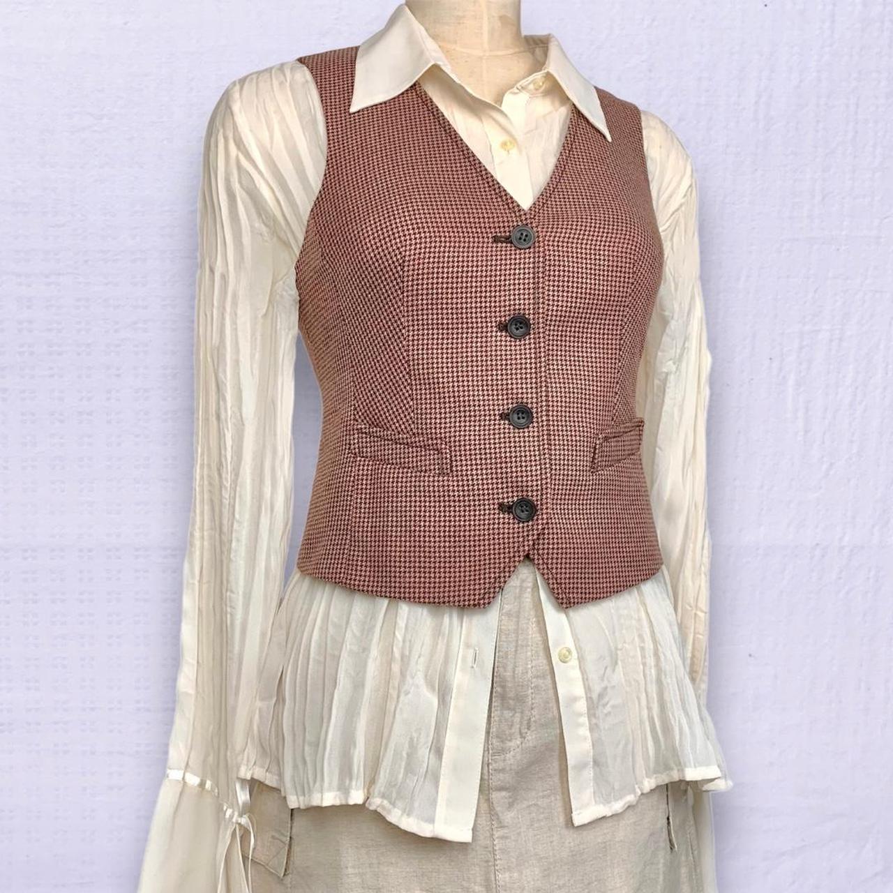 THE LIMITED Women's Pink and Brown Waistcoatsvests Depop