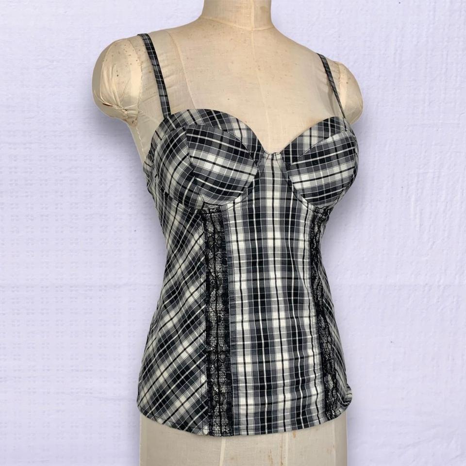 Guess, Tops, Black White Strapless Plaid Bustier By Guess Medium