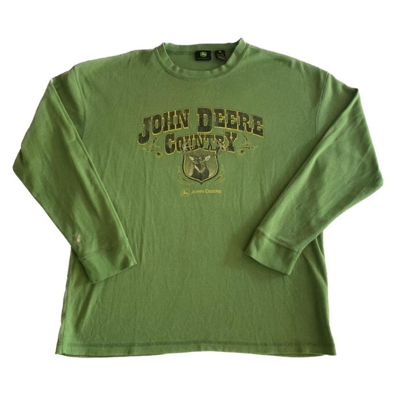 John Deere Men's Yellow and Green Jumper Depop