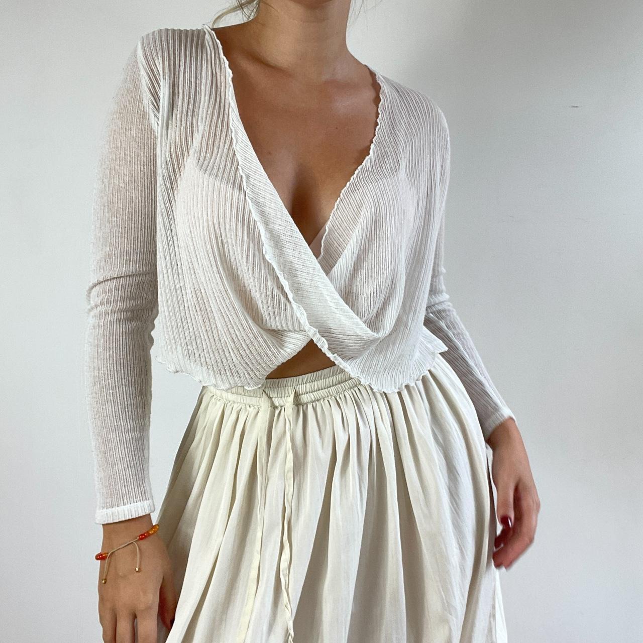 🍒 Boho sheer thin knit wrap style long sleeve Depop