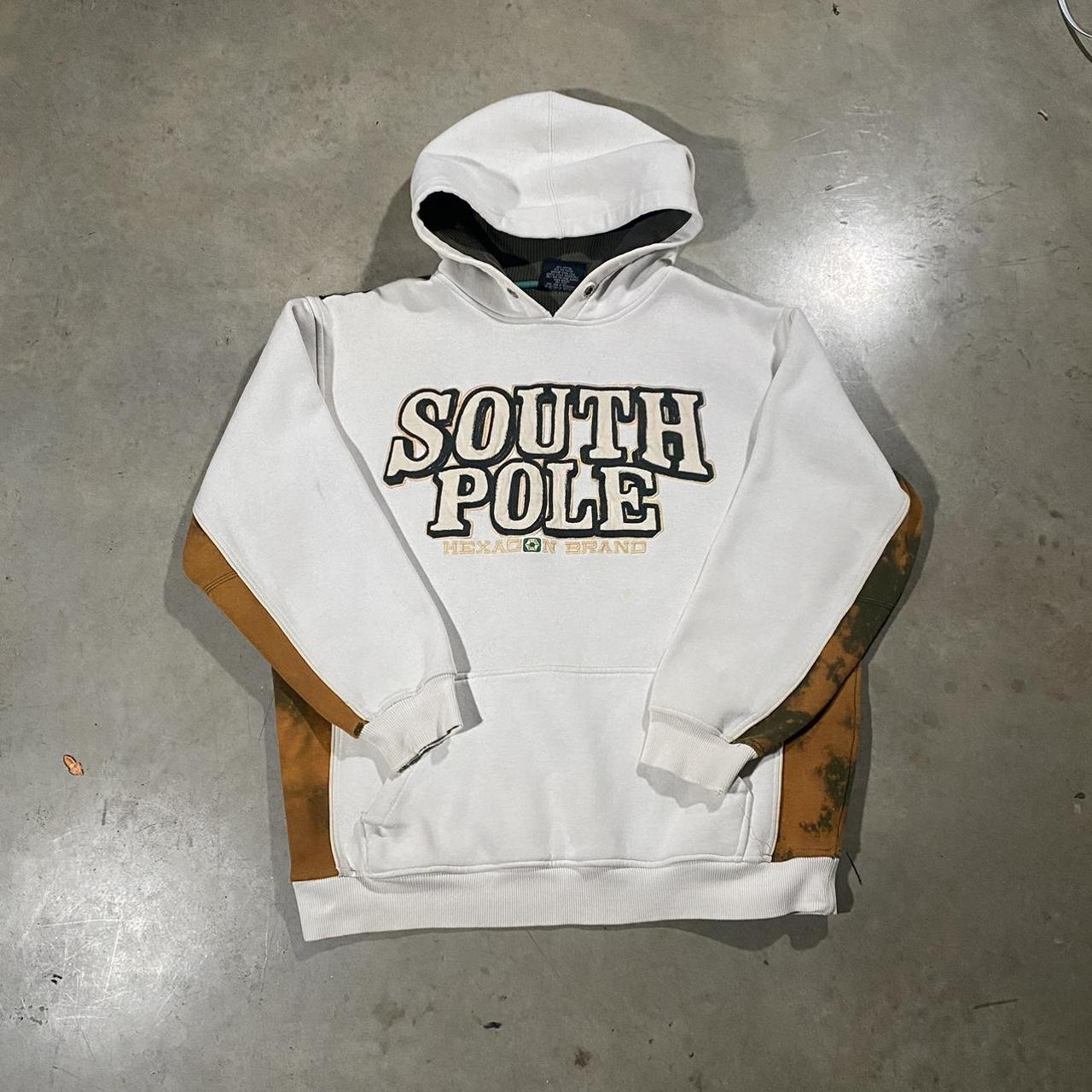 Vintage 90s White South Pole Skate Hoodie Tagged a... - Depop