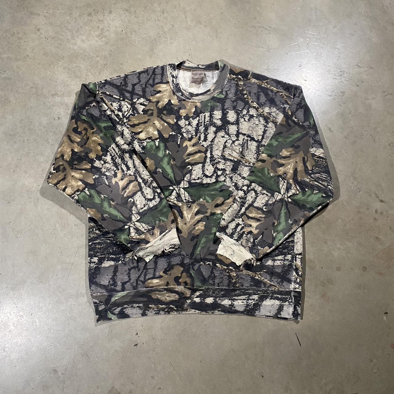 Vintage Realtree Mossy Oak Camo Print Crewneck... - Depop