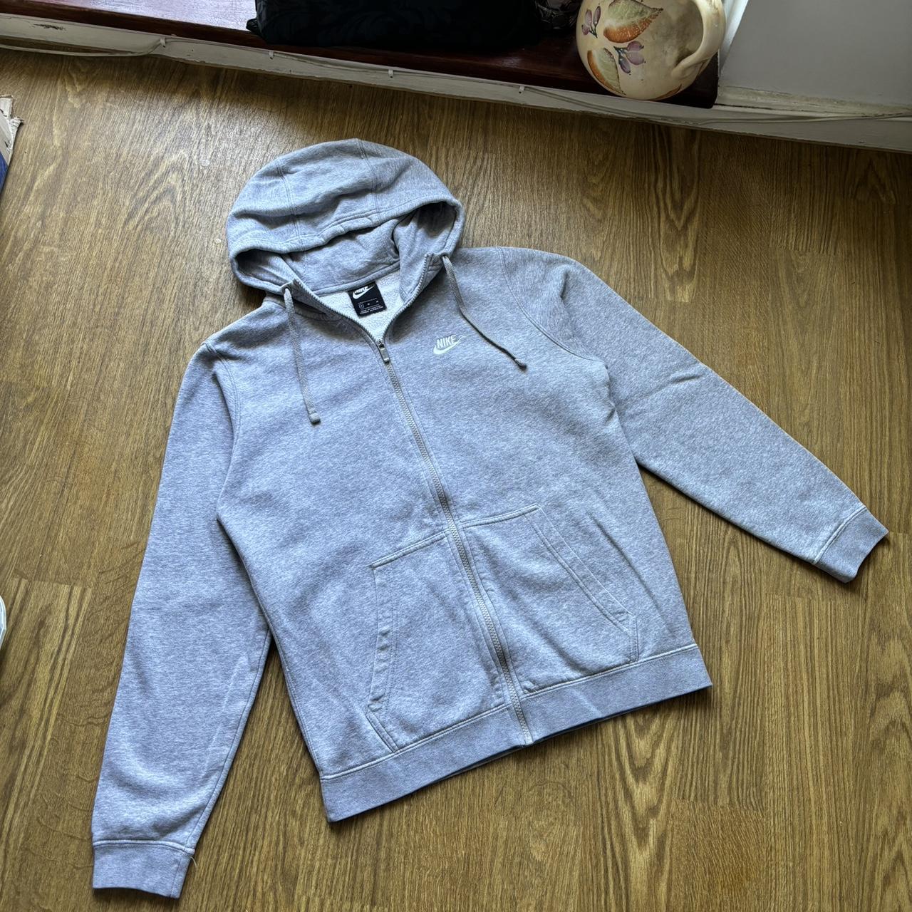 Nike Grey Hoodie Nike Club Zip-up Hoodie in Grey... - Depop