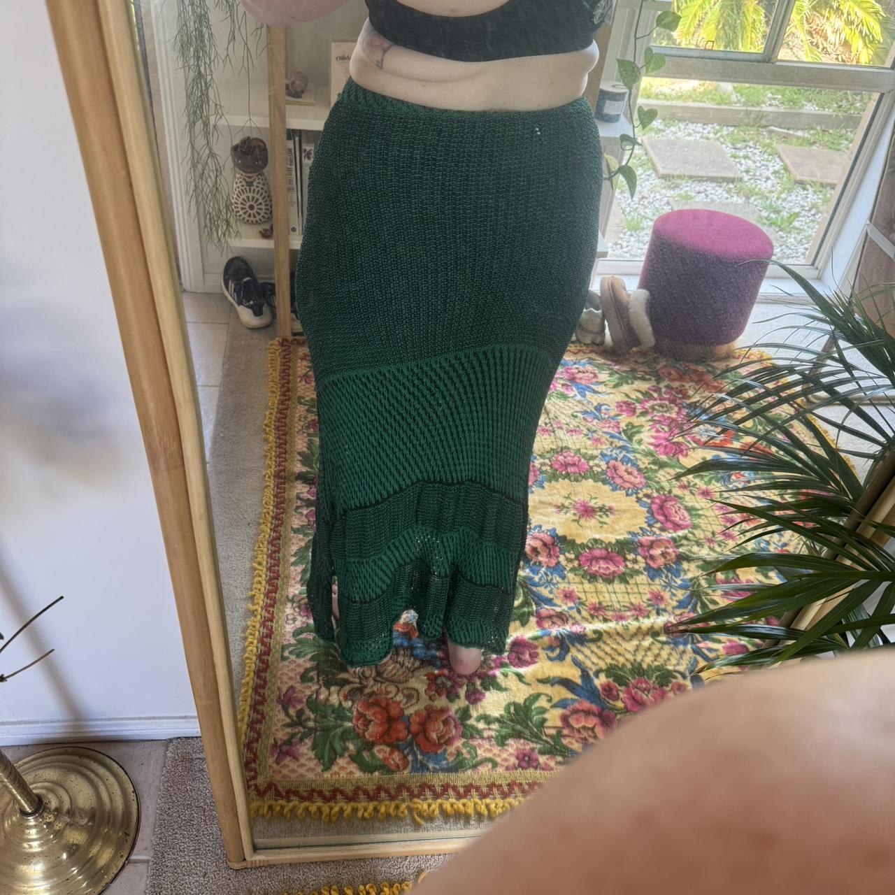 Green Zara knit skirt Size M Worn but in good... Depop