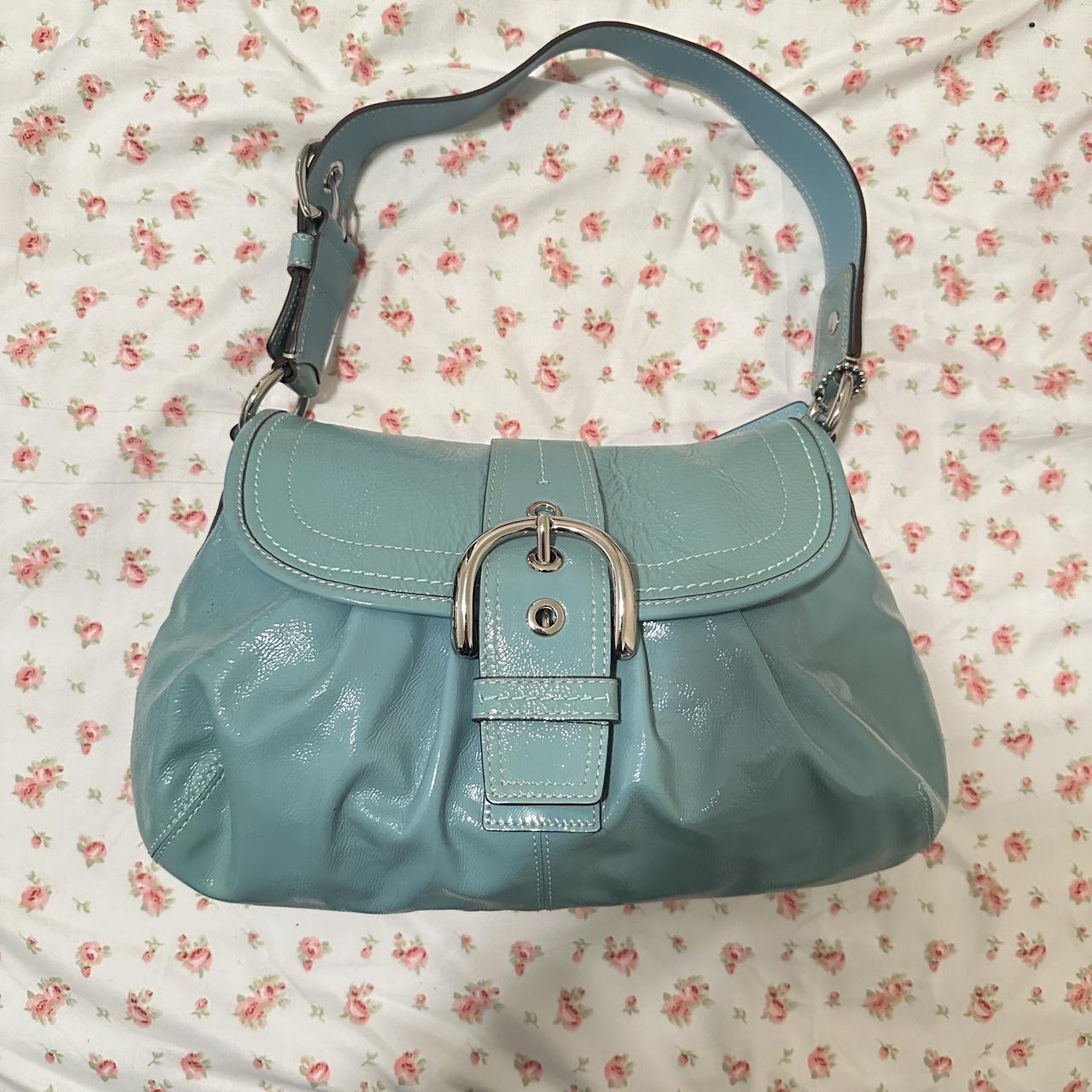 Blue patent discount leather coach bag