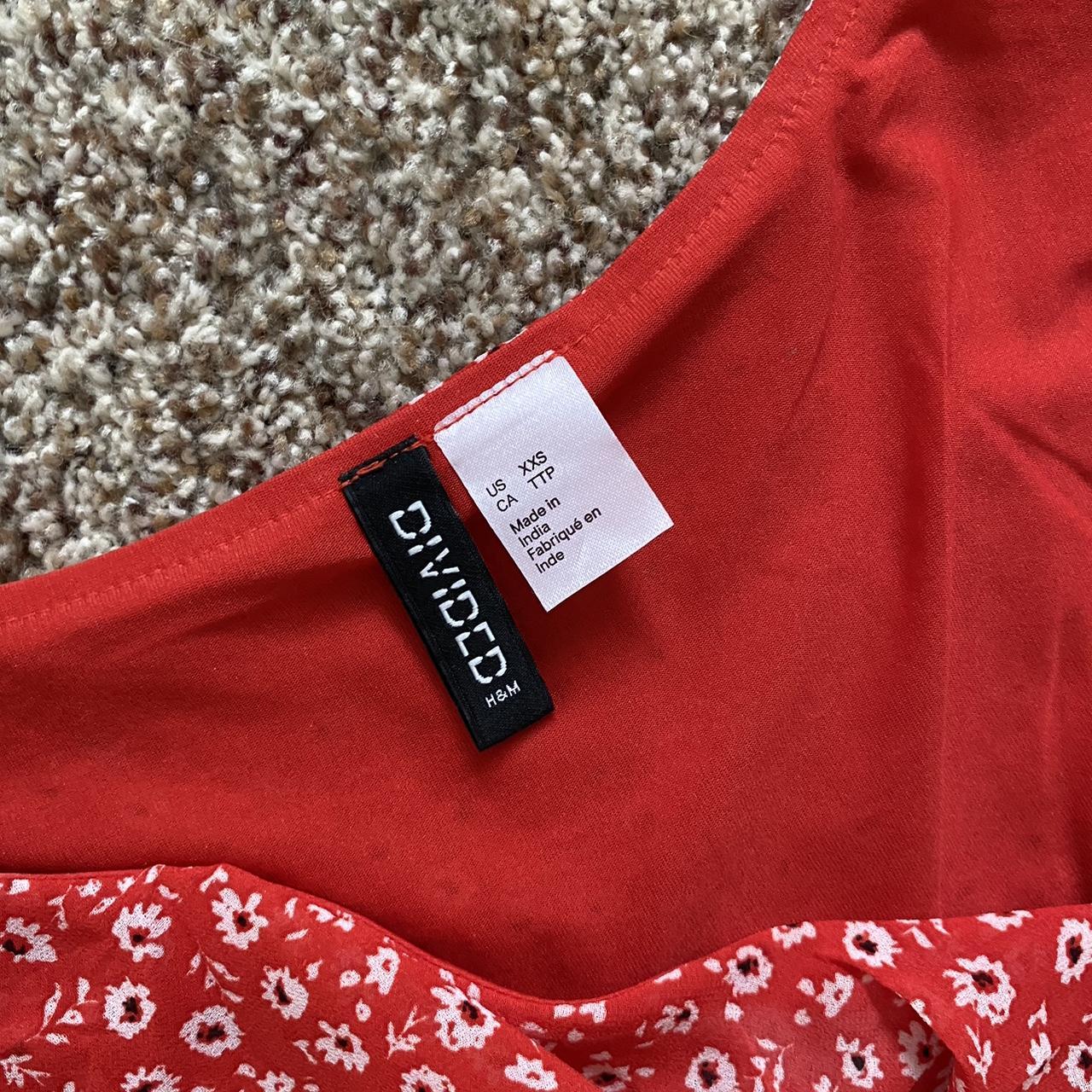 h-m-women-s-red-and-white-dress-depop