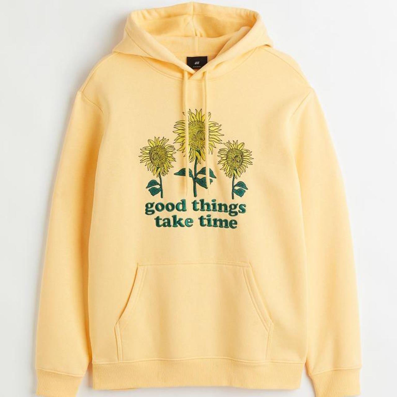 H&M Men's Yellow and Green Hoodie Depop