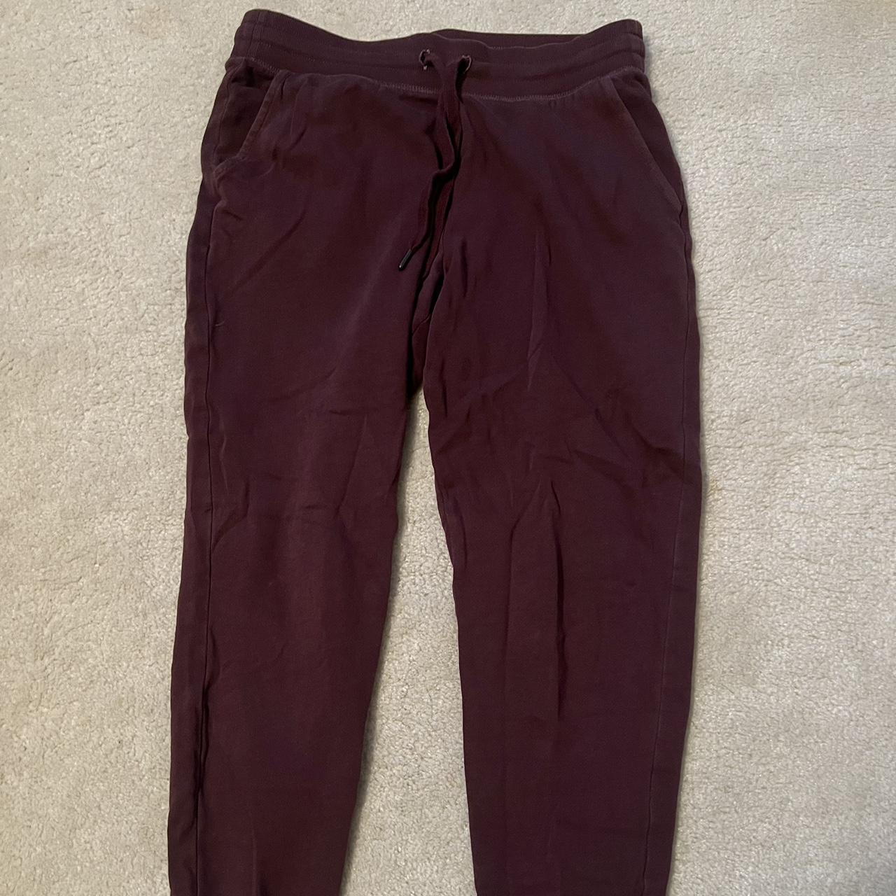 Old Navy Maroon Joggers with Logo on pant leg (SHIRT - Depop