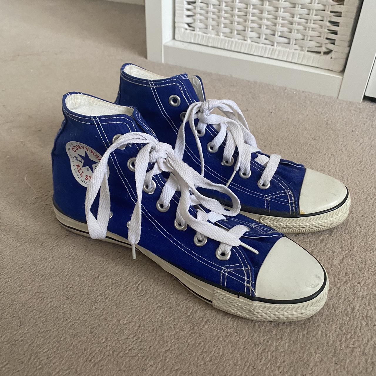 Royal Blue hightop converse Size 5.5 gracie abrams... - Depop