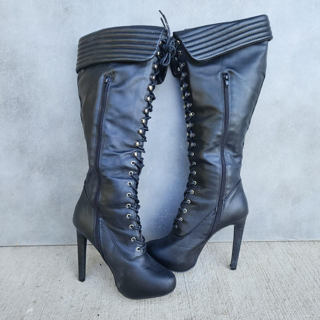 JustFab Women's Black and Silver Boots | Depop