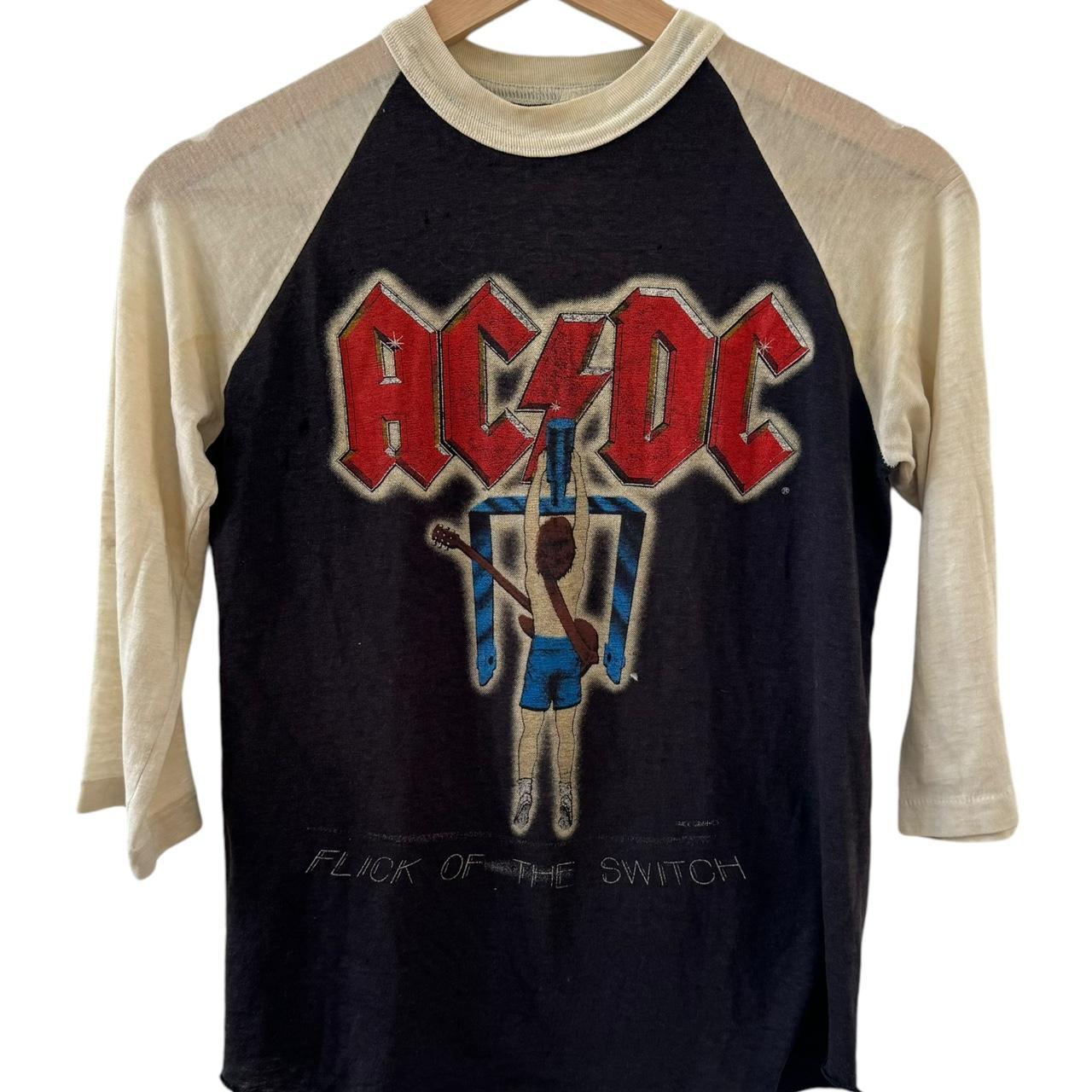 Vintage 1970s AC/DC Raglan Thin Single stitch... - Depop