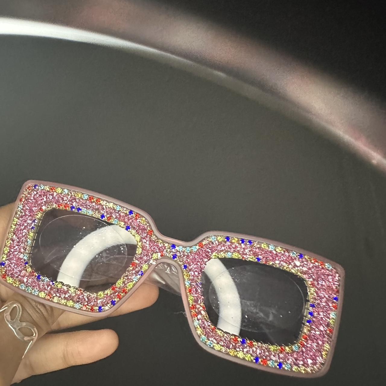 1pc Women's New Fashion Square Frame Anti-blue Light Glasses With Chain  Arms And Rhinestone Decoration, Non-prescription Eyewear Glasses | SHEIN USA
