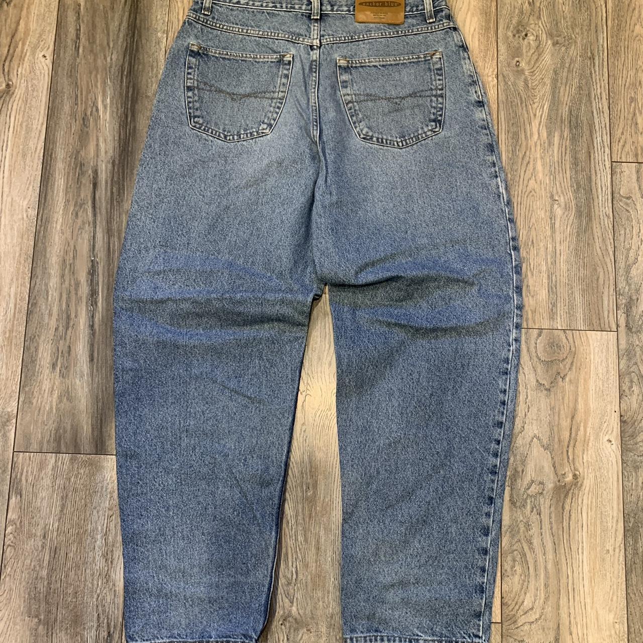 Y2K Anchor Blue Pleated Baggy Jeans Insanely baggy,... Depop