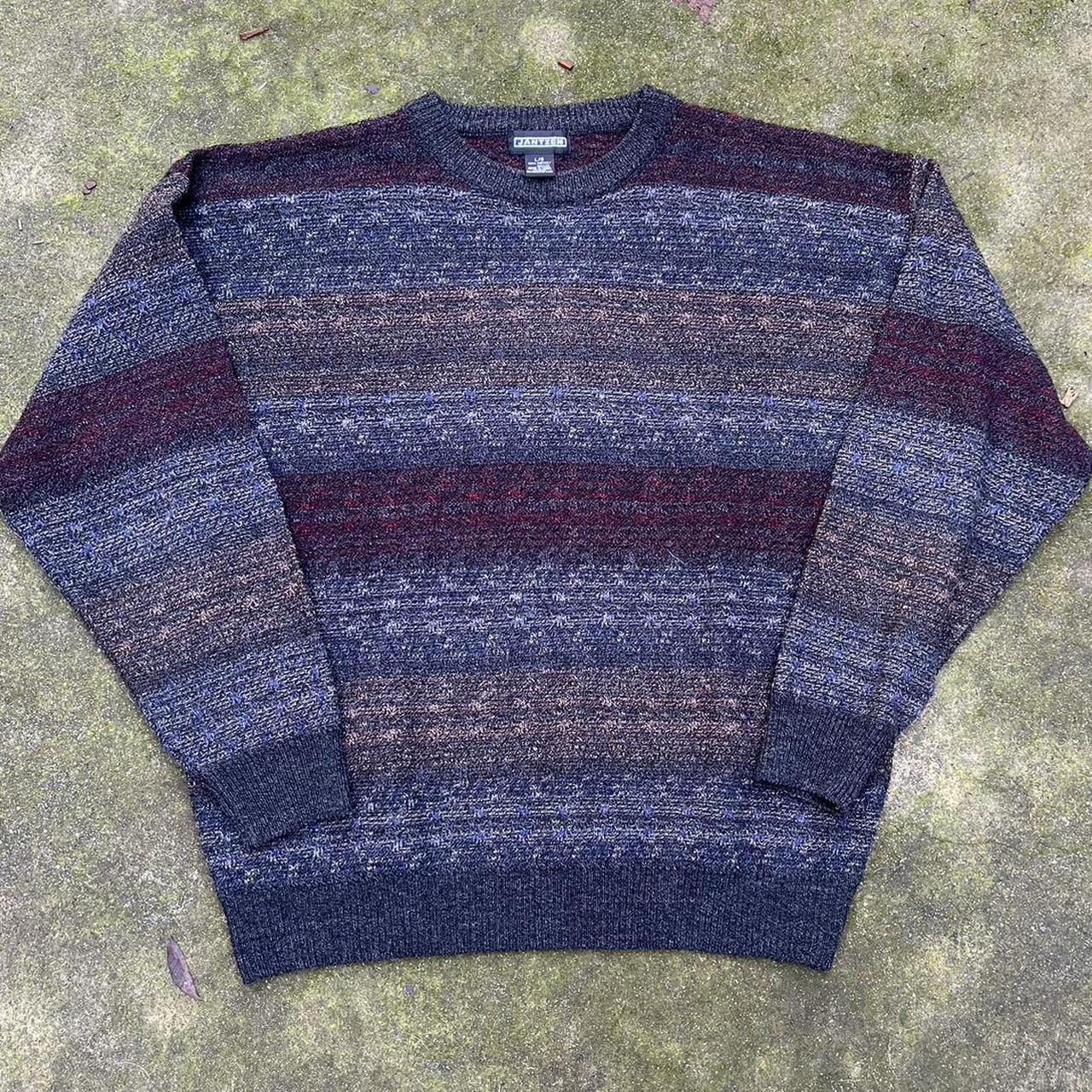 Vintage 90s Knit Pattern Sweater Super cool colors... - Depop