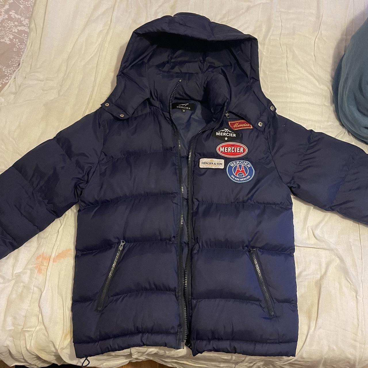 MERCIER NAVY PUFFER JACKET RRP £150 - Great condition - Depop