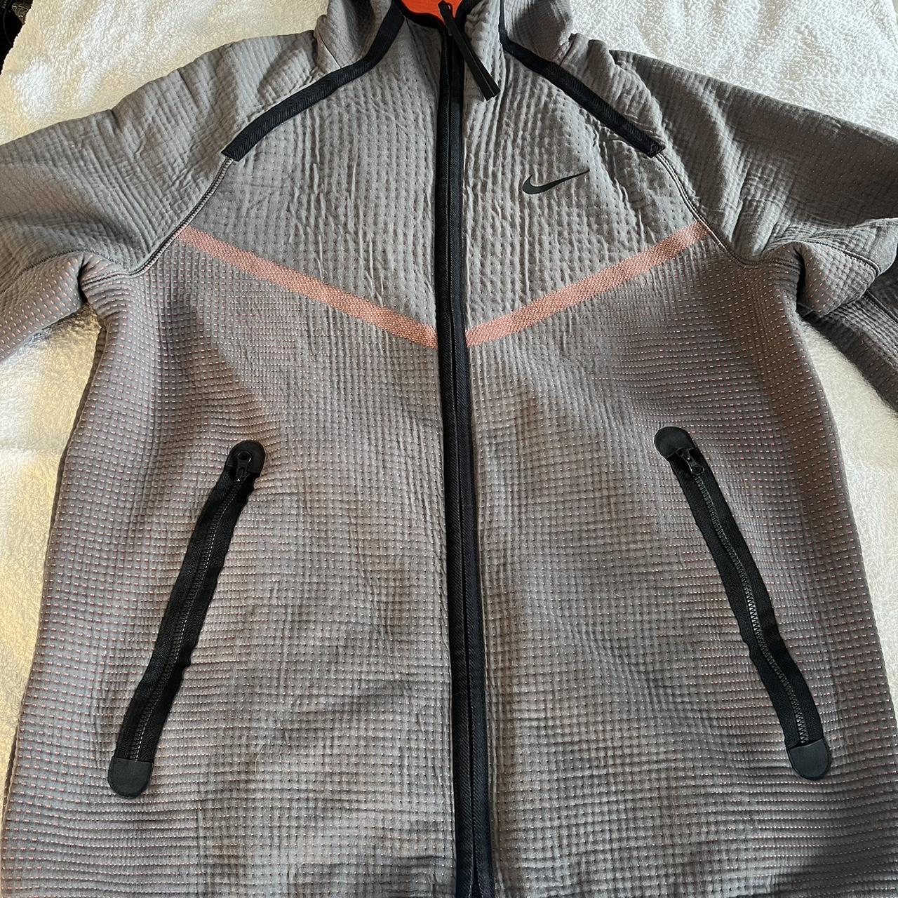Nike tech jacket, grey and orange nike tech Depop