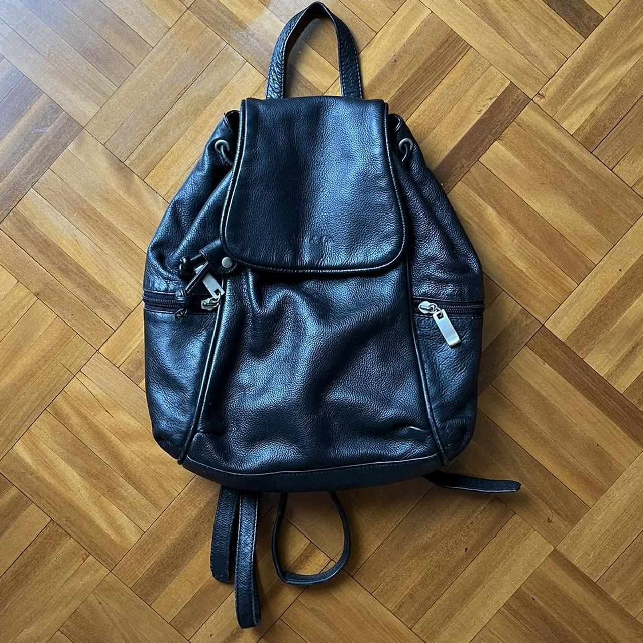 Alex & Co Leather Backpack Small black leather... - Depop