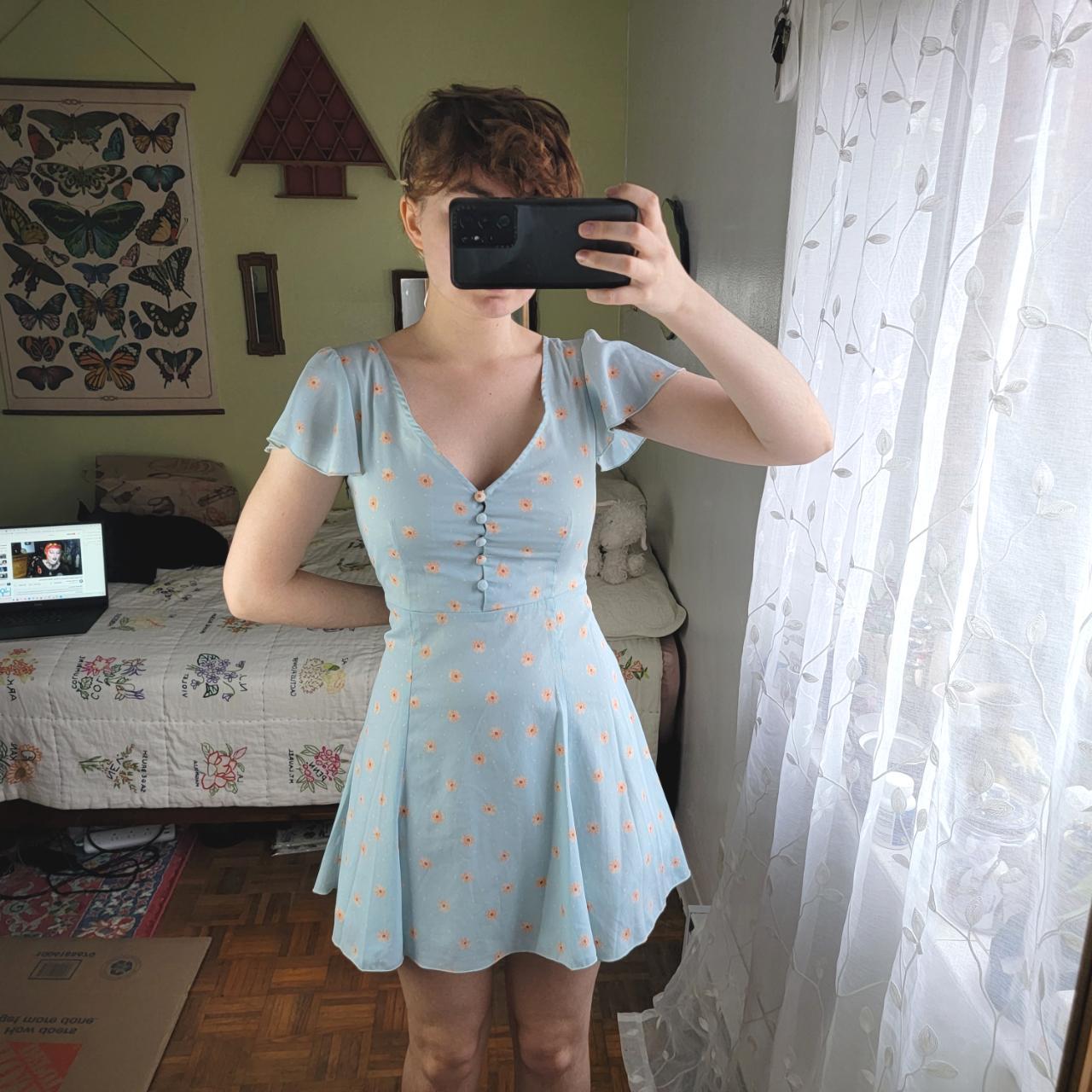 pale blue sunflower mini dress 🌻 ~ ˎˊ- reselling, i... - Depop